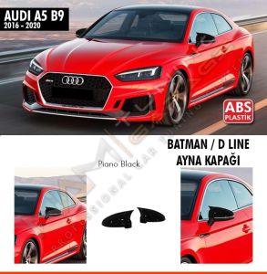 Audi A5 B9 Batman Yarasa Sinyalli Ayna Kapağı Piano Black / 2016-2020