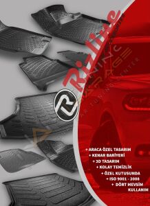 Rizline Renault Captur 2013-2019 Havuzlu 3D Paspas Takımı Seti Tam Uyumlu A++ Profesyonel Oto Paspas