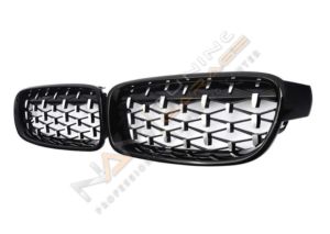 BMW 3 SERISI F30 2012-2018 IÇIN UYUMLU BÖBREK DIAMOND PANJUR PIANO BLACK