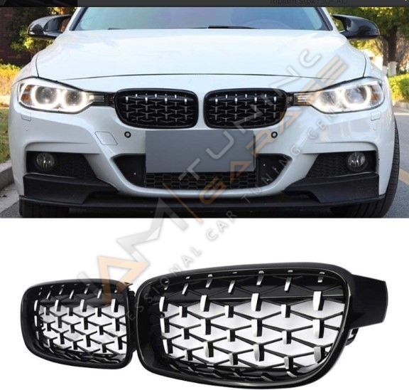 BMW 3 SERISI F30 2012-2018 IÇIN UYUMLU BÖBREK DIAMOND PANJUR PIANO BLACK