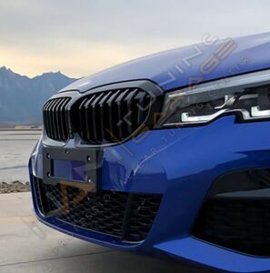 BMW 3 SERISI G20 2019+ IÇIN UYUMLU M3 GÖRÜNÜM BOBREK (CIFT CIZGI PANJUR) - PIANO BLACK