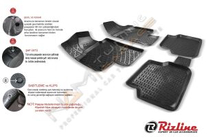 Rizline Renault Megane 3 HB 2009-2016 Havuzlu 3D Paspas Takımı Seti Tam Uyumlu A++ Profesyonel Oto Paspas