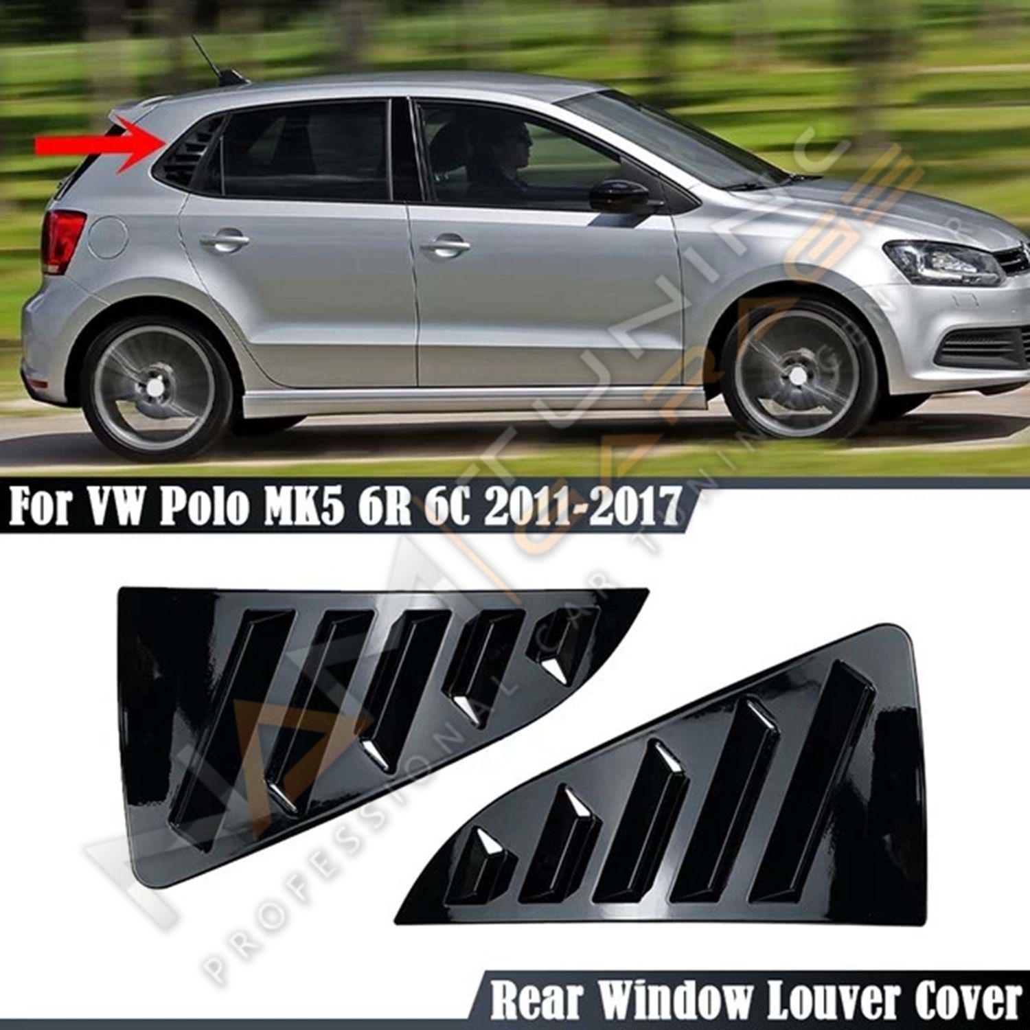 Polo Mk5 Kelebek Cam Vizörü (Plastik) Parlak Siyah 2009-2017