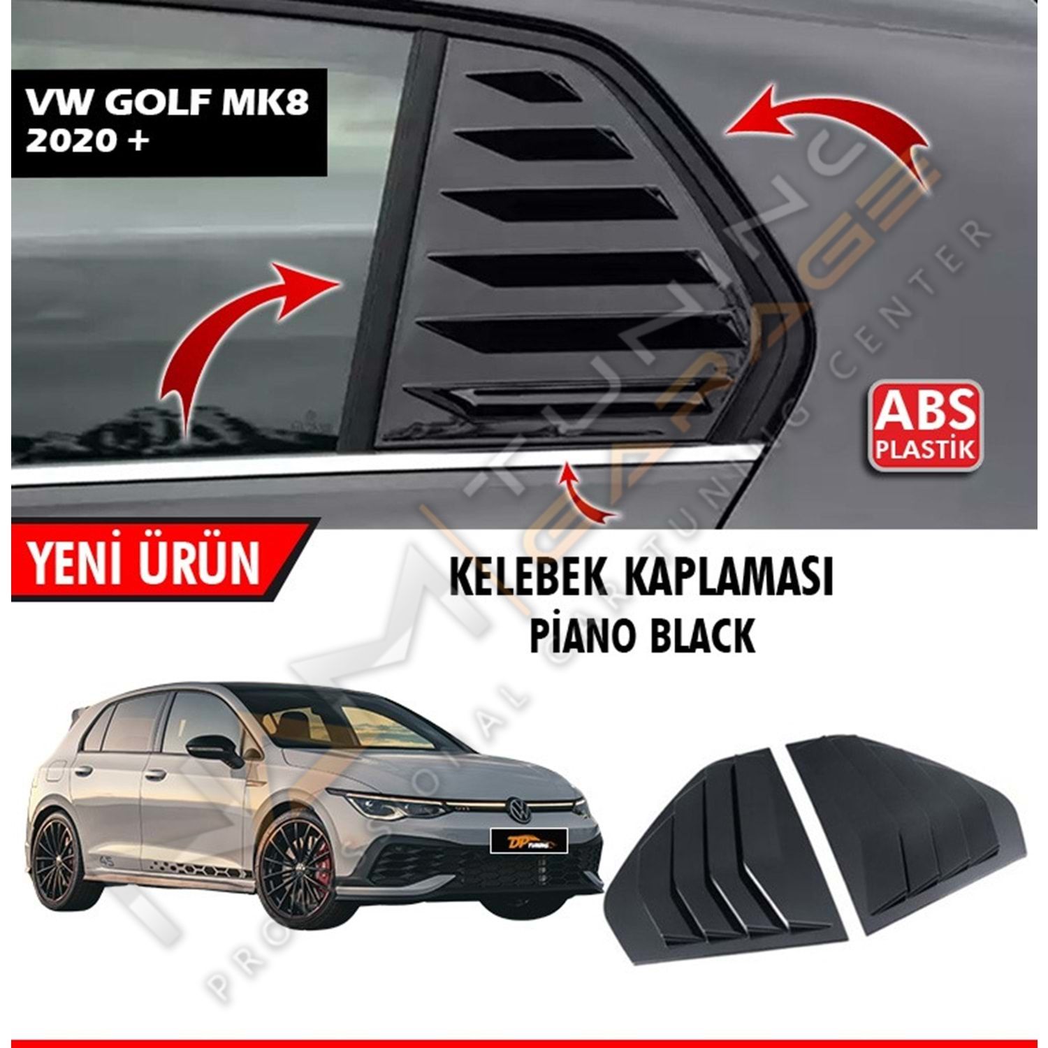 Golf 8 Kelebek Cam Vizörü (Plastik) Parlak Siyah 2020+