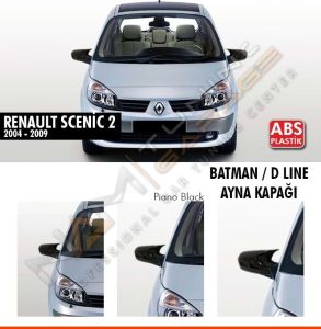 Renault Scenic 2 Batman Yarasa Ayna Kapağı Piano Black / 2004-2009