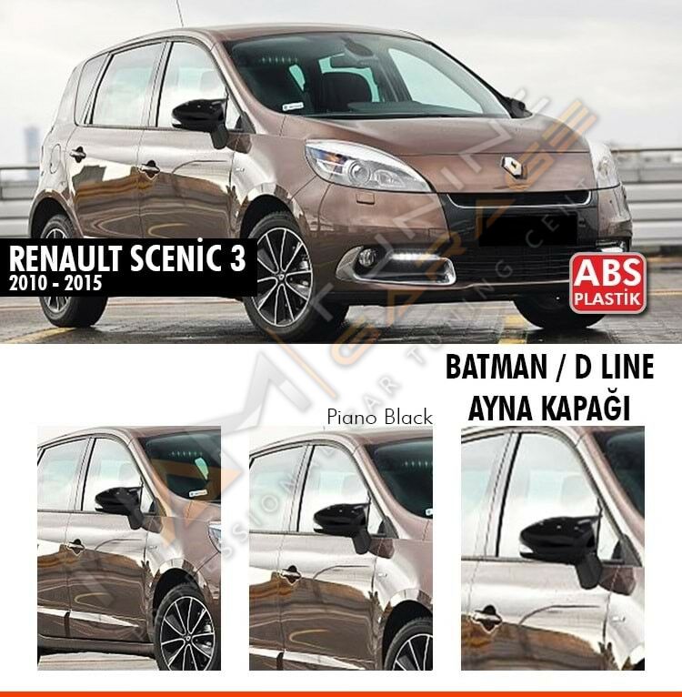 Renault Scenic 3 Batman Yarasa Ayna Kapağı Piano Black / 2010-2015