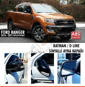 Ford Ranger T6 Batman Yarasa Ayna Kapağı Sinyalli Piano Black / 2016-2021