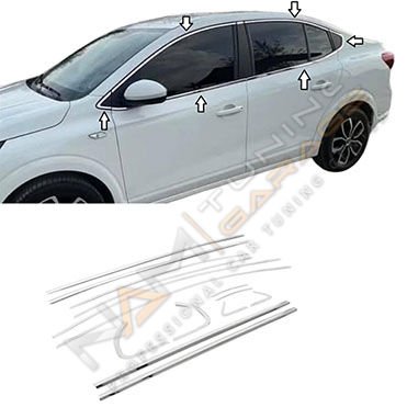 Renault Taliant Krom Cam Çerçevesi Çıtası 14 parça Tam Tur 2021+