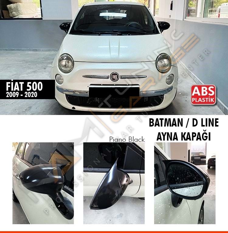 Fiat 500 Batman Yarasa Ayna Kapağı Piano Black / 2014 sonrası
