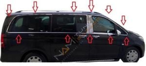 Mercedes Vito Krom Cam Çerçevesi Çıtası 24 parça Tam Tur Uzun Şase W447