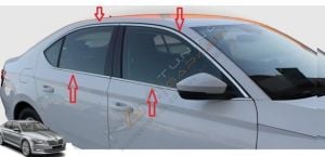 Skoda Superb Krom Cam Çerçevesi Çıtası 12 parça Tam Tur 2015-2022
