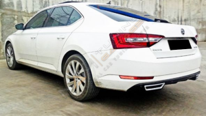 Skoda SuperB Egzoz Görünümlü Difüzör (Plastik) Piano Black