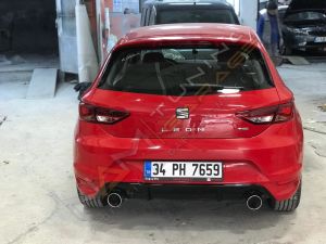 Seat Leon Mk3.5 Difüzör Sağ Sol Tekli Çıkış FR Uyumlu 2017-2020 Parlak Siyah