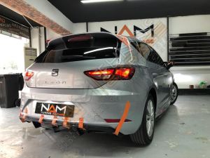 Seat Leon Mk3.5 Difüzör Sağ Sol Tekli Çıkış FR Uyumlu 2017-2020 Parlak Siyah
