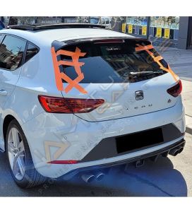 Seat Leon Mk3 FR Uyumlu Çakarlı Difüzör 2013-2016 Sol Çift Çıkışlı Parlak Siyah