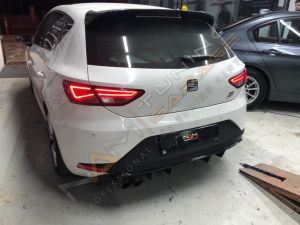 Seat Leon Mk3 Difüzör FR Uyumlu 2013-2016 Soldan Çift Çıkış Parlak Siyah