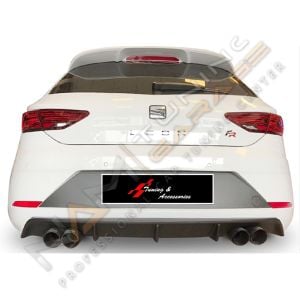 Seat Leon Mk3.5 Difüzör Sağ Sol Çift Çıkış FR Uyumlu 2017-2020 Parlak Siyah