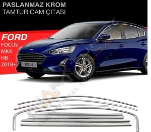 Ford Focus 4 Krom Cam Çerçevesi Çıtası 8 parça Tam Tur 2018+