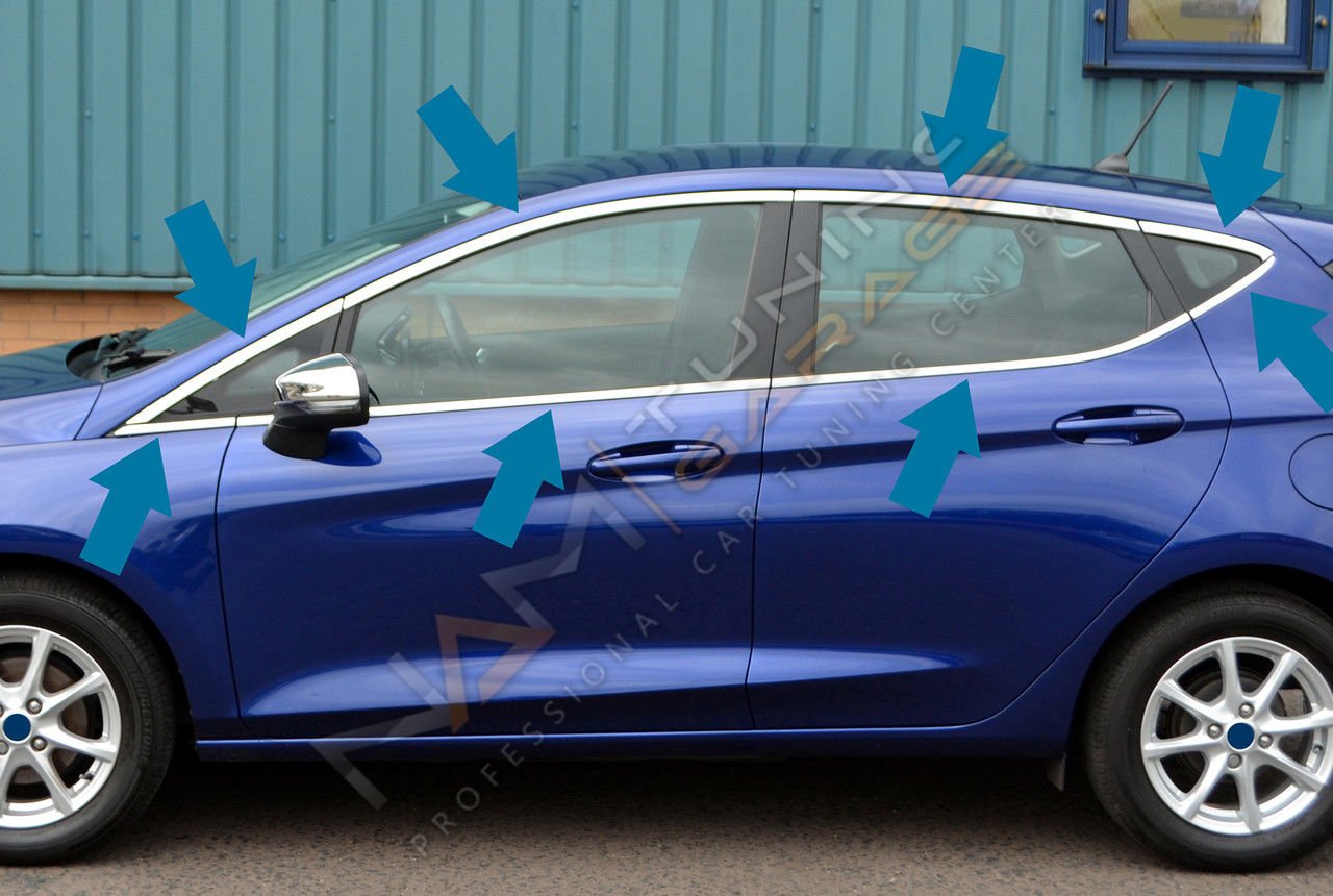 Ford Fiesta Krom Cam Çerçevesi Çıtası 16 parça Tam Tur 2018+
