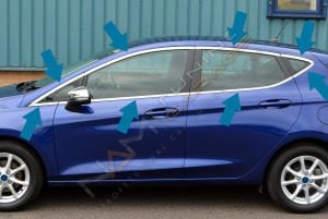 Ford Fiesta Krom Cam Çerçevesi Çıtası 16 parça Tam Tur 2018+