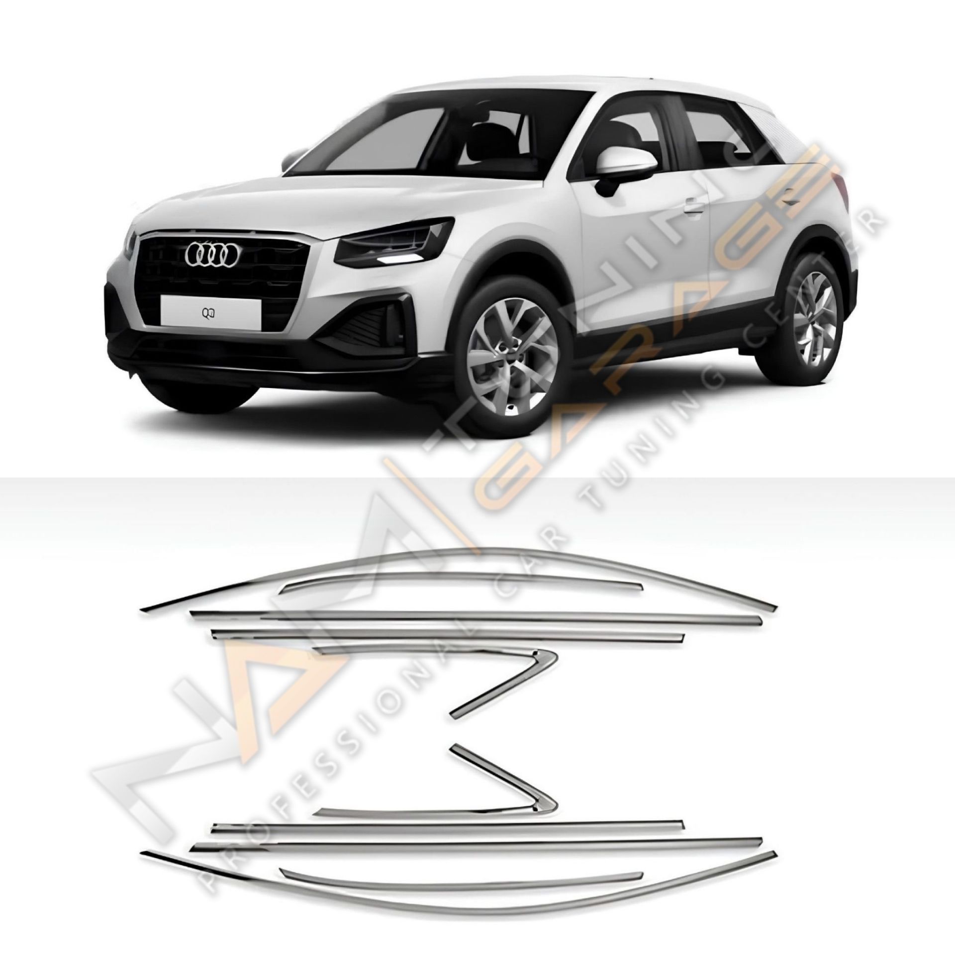Audi Q2 Krom Cam Çerçevesi Çıtası 10 parça Tam Tur 2016+