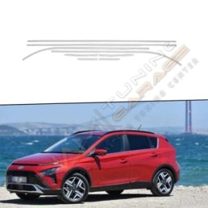 Hyundai Bayon Krom Cam Çerçevesi Çıtası 12 parça Tam Tur 2020+