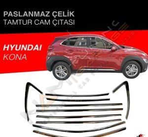 Hyundai Kona Krom Cam Çerçevesi Çıtası 10 parça Tam Tur 2020+