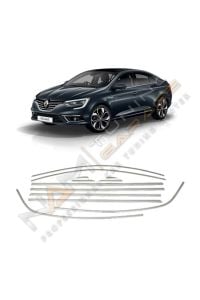 Renault Megane 4 Sedan Krom Cam Çerçevesi Çıtası 12 parça Tam Tur 2016+