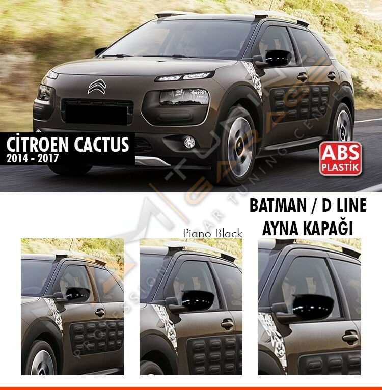 Citroen Cactus Batman Yarasa Ayna Kapağı Piano Black / 2014-2017