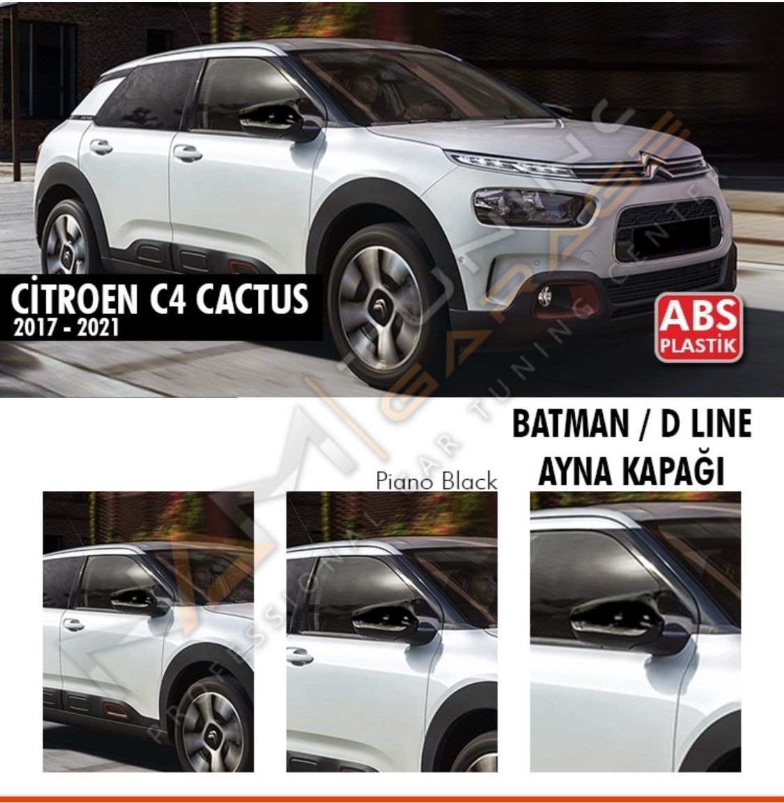 Citroen Cactus Batman Yarasa Ayna Kapağı Piano Black / 2017-2021