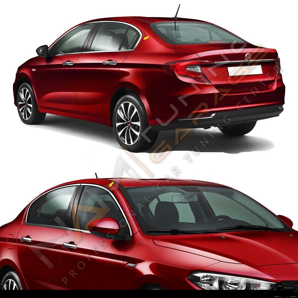 Fiat Egea Krom Cam Çerçevesi Çıtası 8 parça Tam Tur 2015+ HB - Sedan Uyumlu