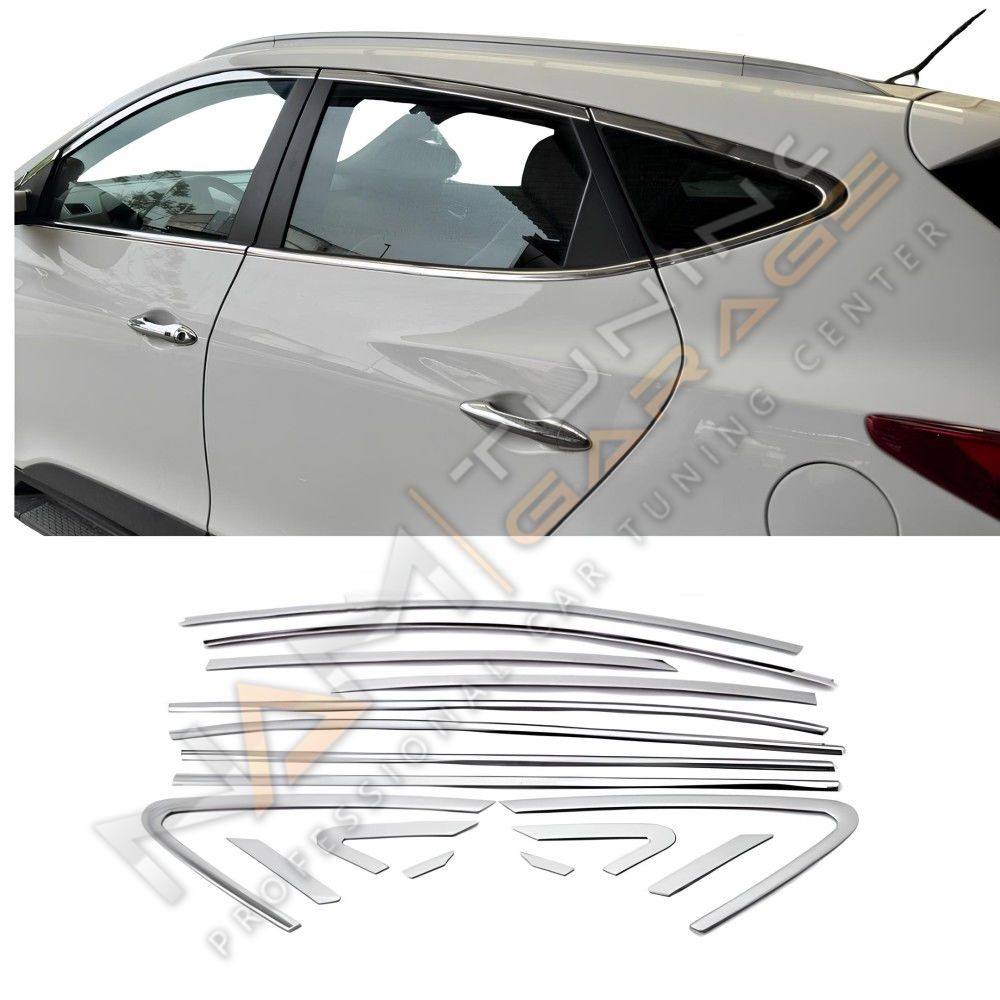 Hyundai ix-35 Krom Cam Çerçevesi Çıtası 16 parça Tam Tur 2009-2015