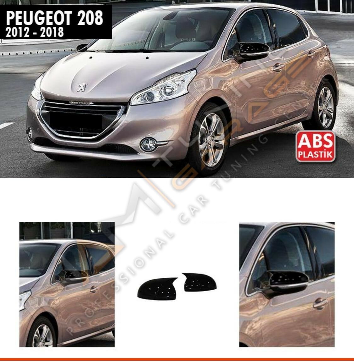 Peugeot 208 Batman Yarasa Ayna Kapağı Piano Black / 2012 - 2018