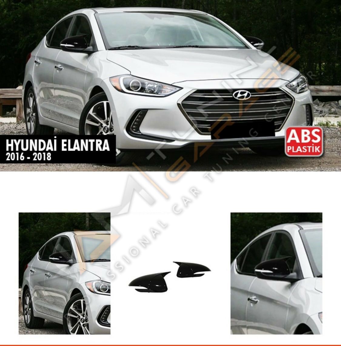 Hyundai Elantra Sinyalli Batman Yarasa Ayna Kapağı Piano Black / 2016 - 2018