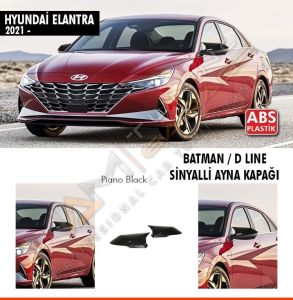 Hyundai Elantra Sinyalli Batman Yarasa Ayna Kapağı Piano Black / 2021 sonrası