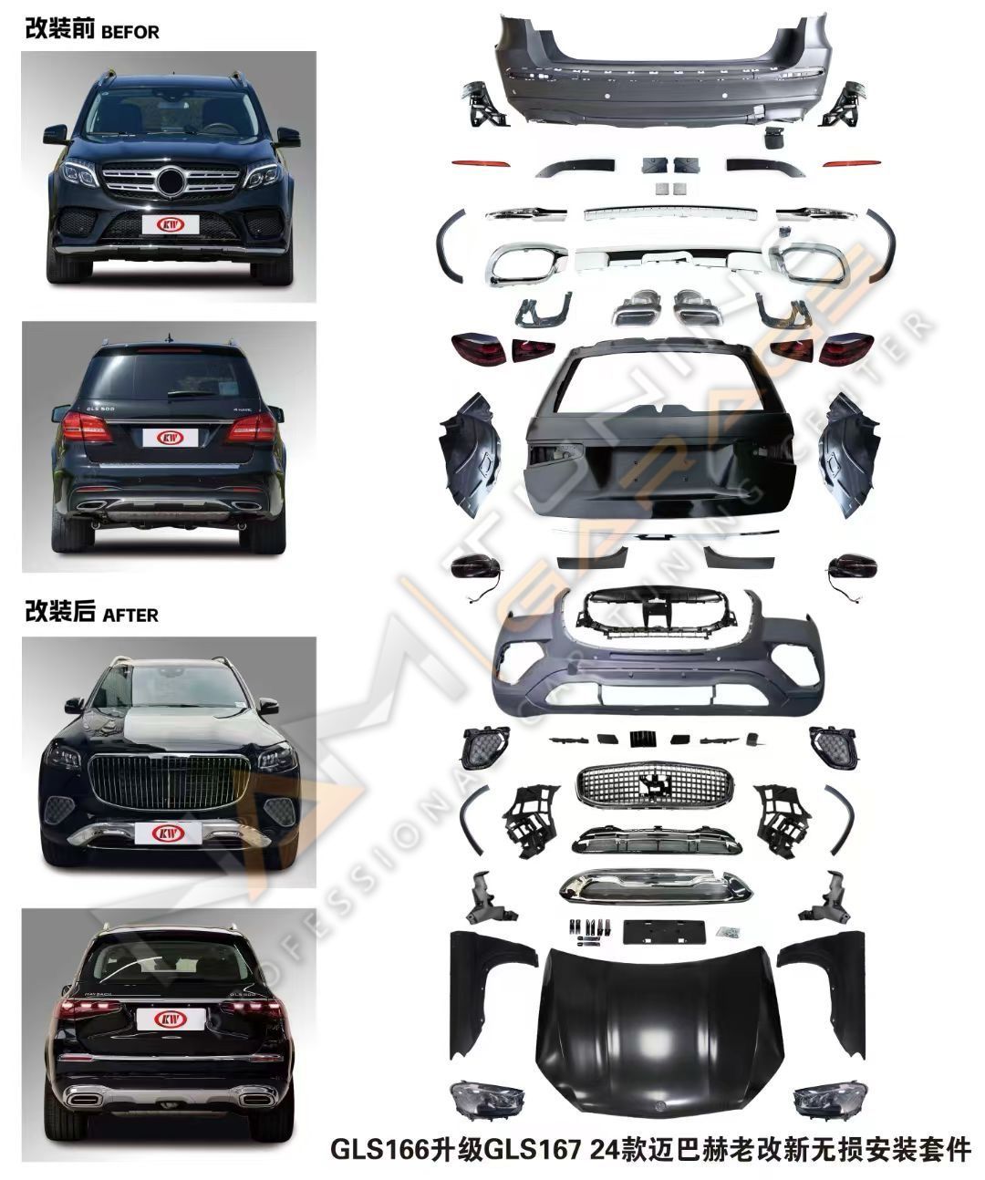 MERCEDES GLS X166 UYUMLU X167 MAYBACH DÖNÜŞÜM SETİ