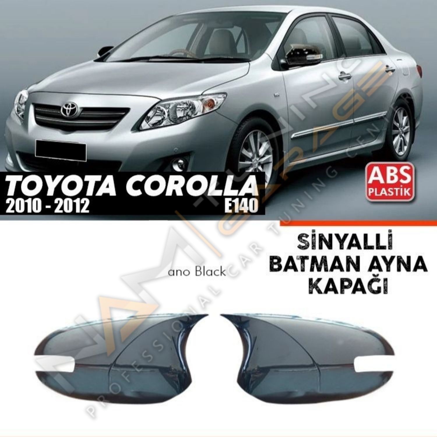 Toyota Corolla E140 FL Batman Yarasa Ayna Piano Black / 2010 - 2012 (Sinyalli Araçlar için))