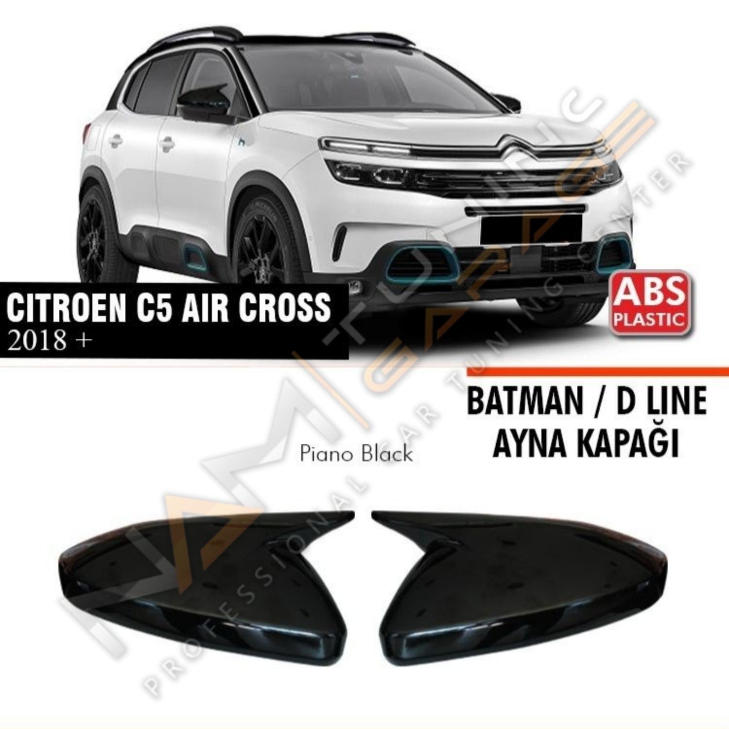 Citroen C5 Aircross Batman Yarasa Ayna Kapağı Piano Black / 2018 Sonrası