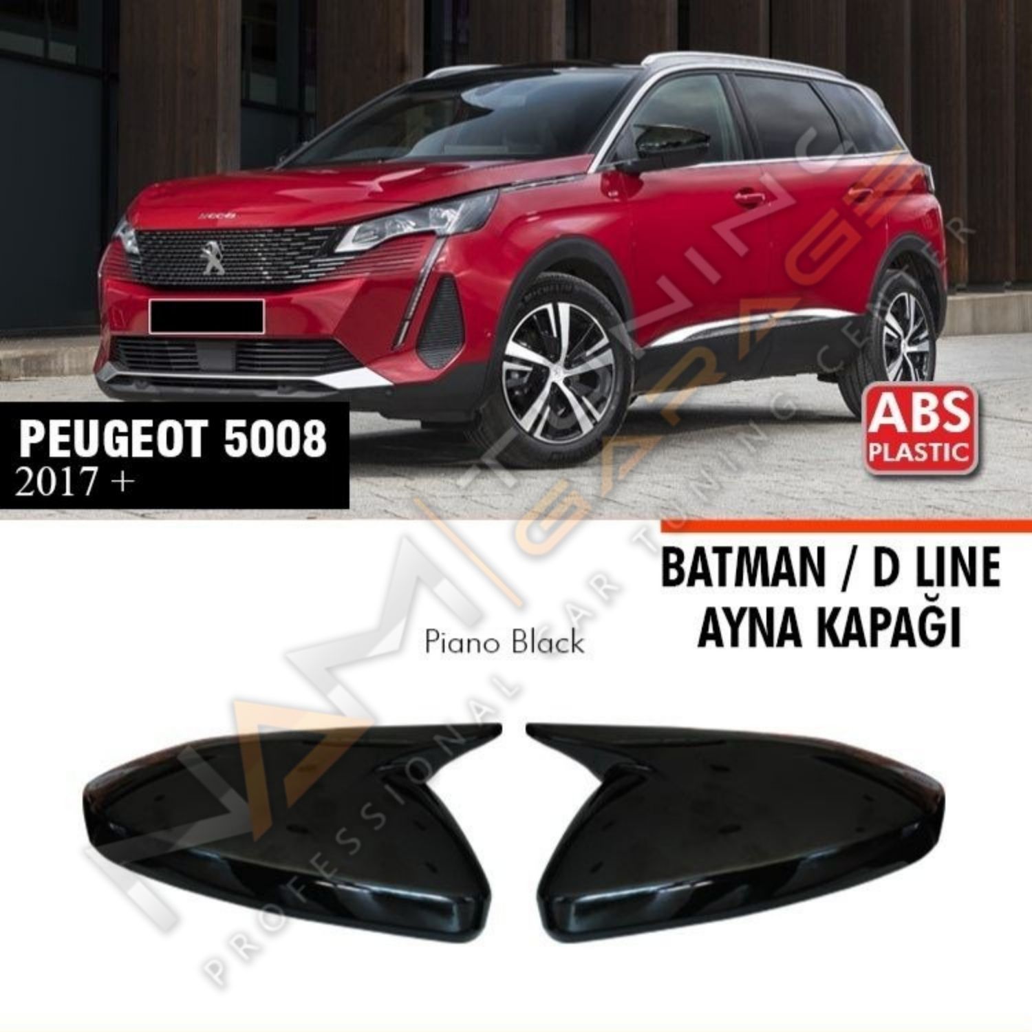 Peugeot 5008 Batman Yarasa Ayna Kapağı Piano Black / 2017 Sonrası