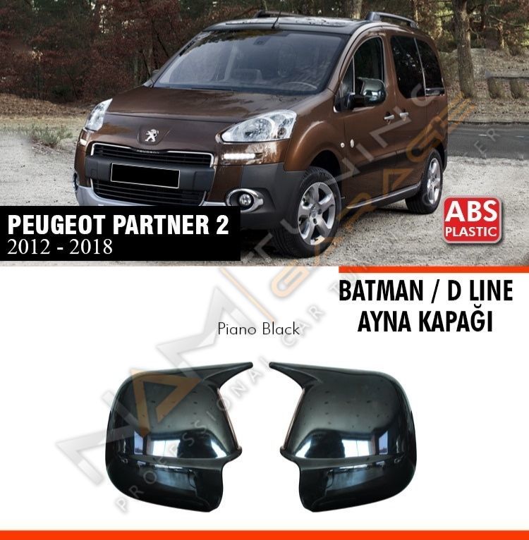 Peugeot Partner Batman Yarasa Ayna Kapağı Piano Black /2012-2018
