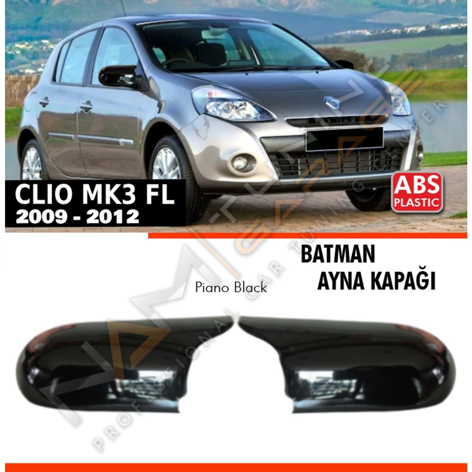 Renault Clio 3 FL Batman Yarasa Ayna Kapağı Piano Black / 2009-2012