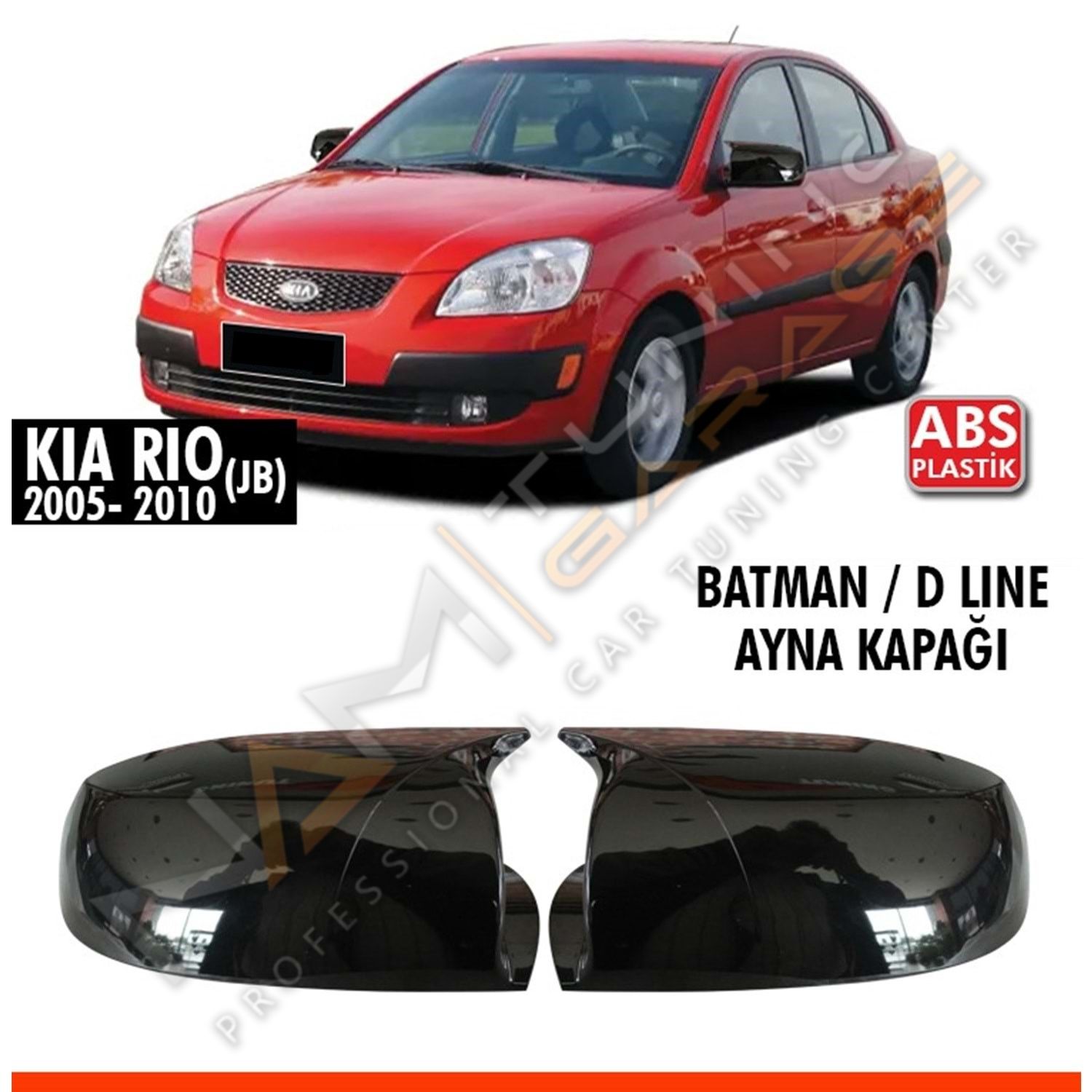 Kia Rio JB Batman Yarasa Ayna Kapağı Piano Black Mirror / 2006-2010