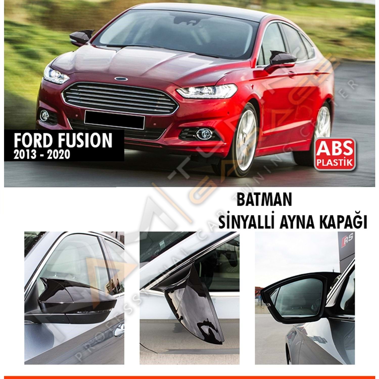 Ford Fusion Batman Yarasa Ayna Kapağı Piano Black / 2013-2020