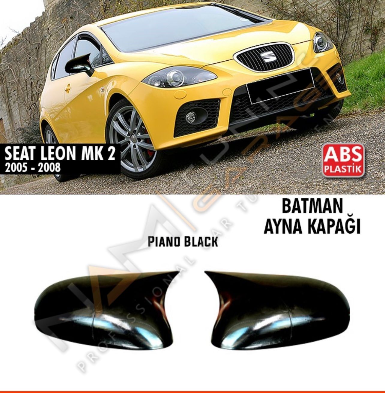 Seat Leon Mk2 Batman Yarasa Ayna Kapağı Piano Black / 2005-2008