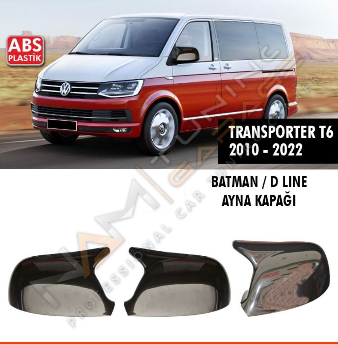 Vw Transporter T6 Batman Yarasa Ayna Kapağı Piano Black / 2010 - 2022