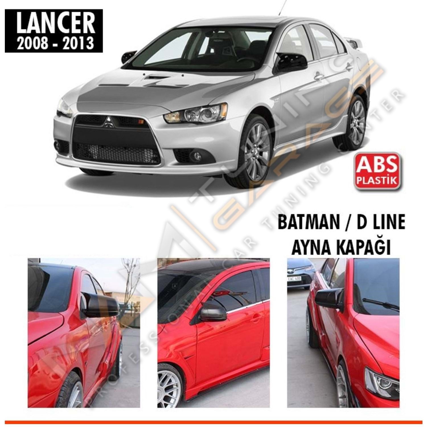 Mitsubishi Lancer Batman Yarasa Ayna Kapağı Piano Black / 2008-2013