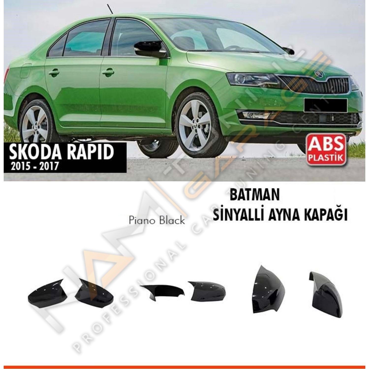Skoda Rapid Batman Yarasa Ayna Kapağı Piano Black / 2015-2017 Sinyalli