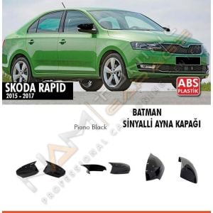 Skoda Rapid Batman Yarasa Ayna Kapağı Piano Black / 2015-2017 Sinyalli
