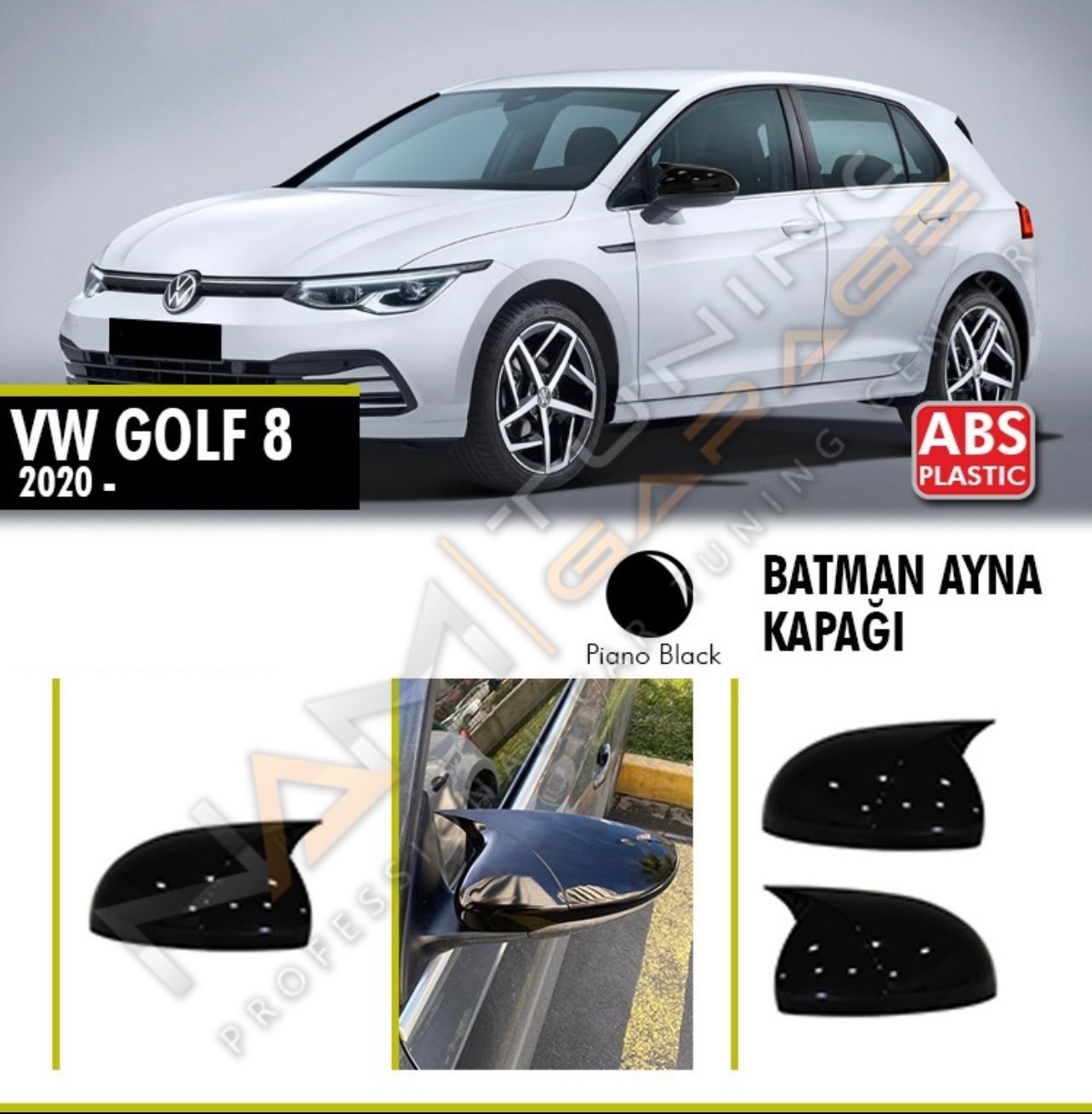 Vw Golf 8 Batman Yarasa Ayna Kapağı Piano Black / 2020 -