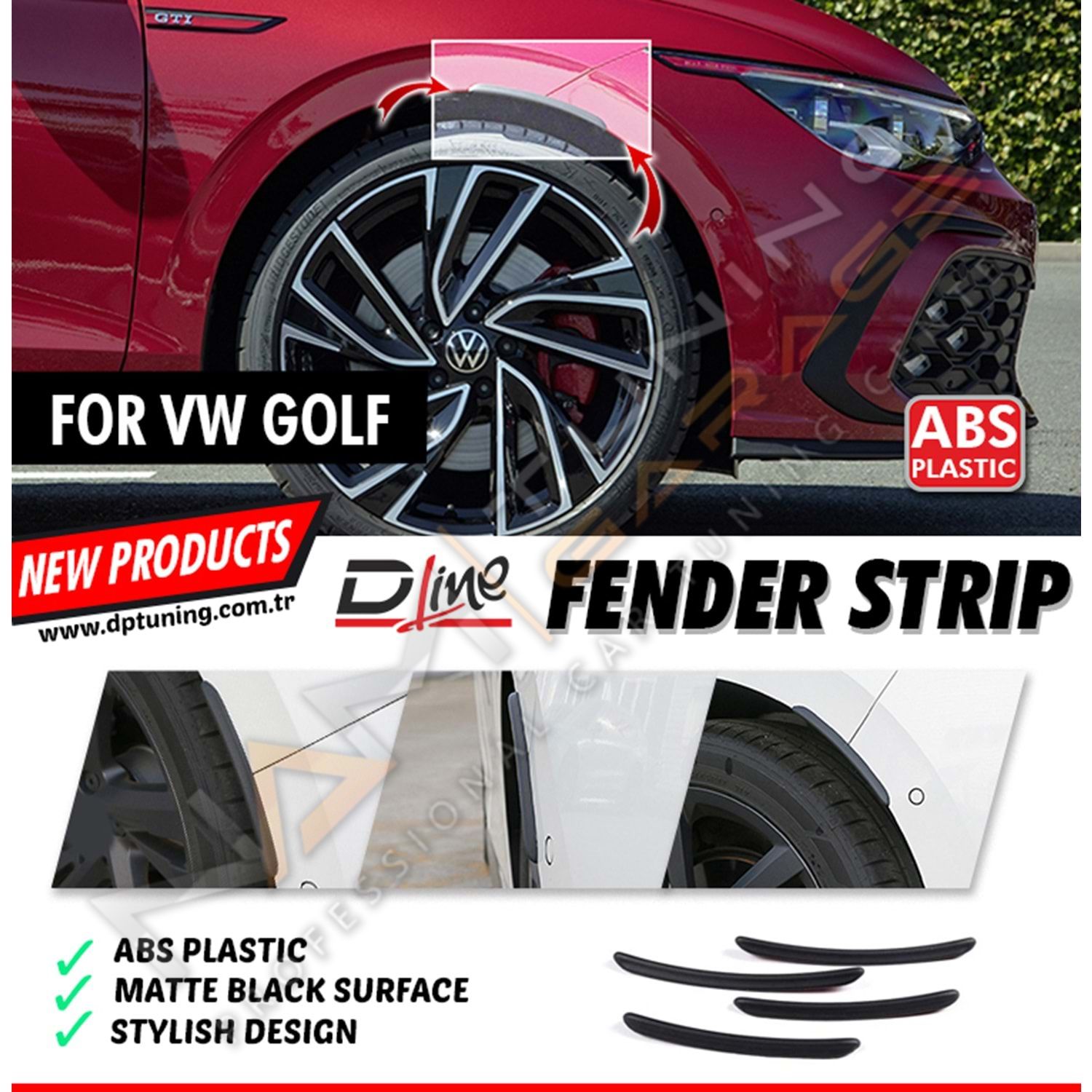 Golf 7 Çamurluk Flap Çıta 2012-2020 Mat Siyah